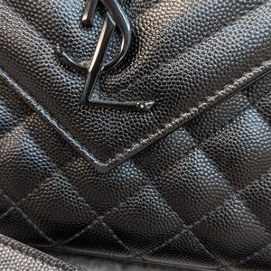 Yves St Laurent Monogram Quilted Black Envelope Bag (Black Hardware)